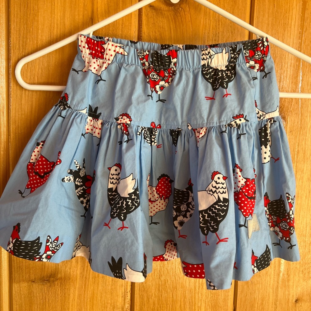 Eleanor Rose Blue Kristina Skirt with Chicken Print